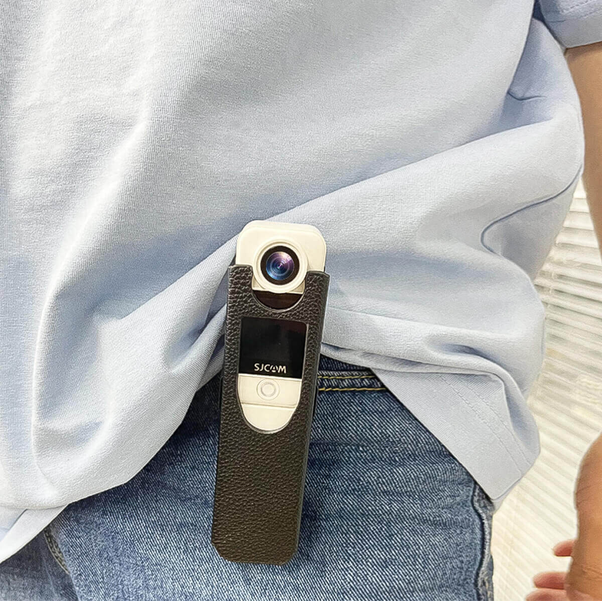 C300 Long Wallet Case can secure your camera to your clothing.