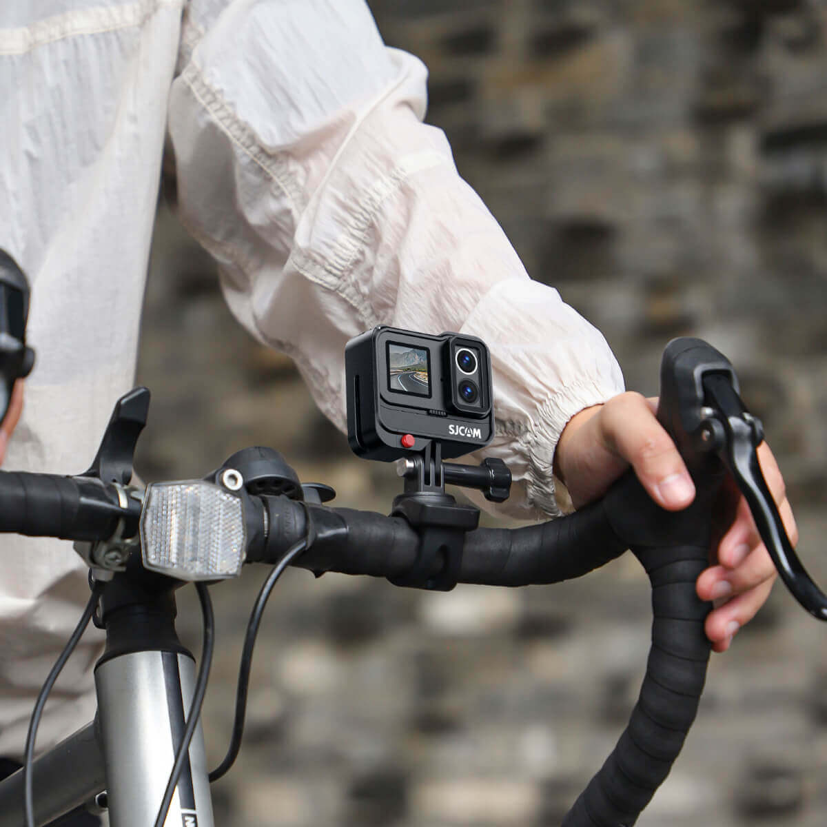 The Flex Bike Mount mounts the camera to the bicycle