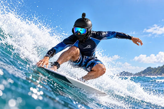 attach an action camera to a surf helmet