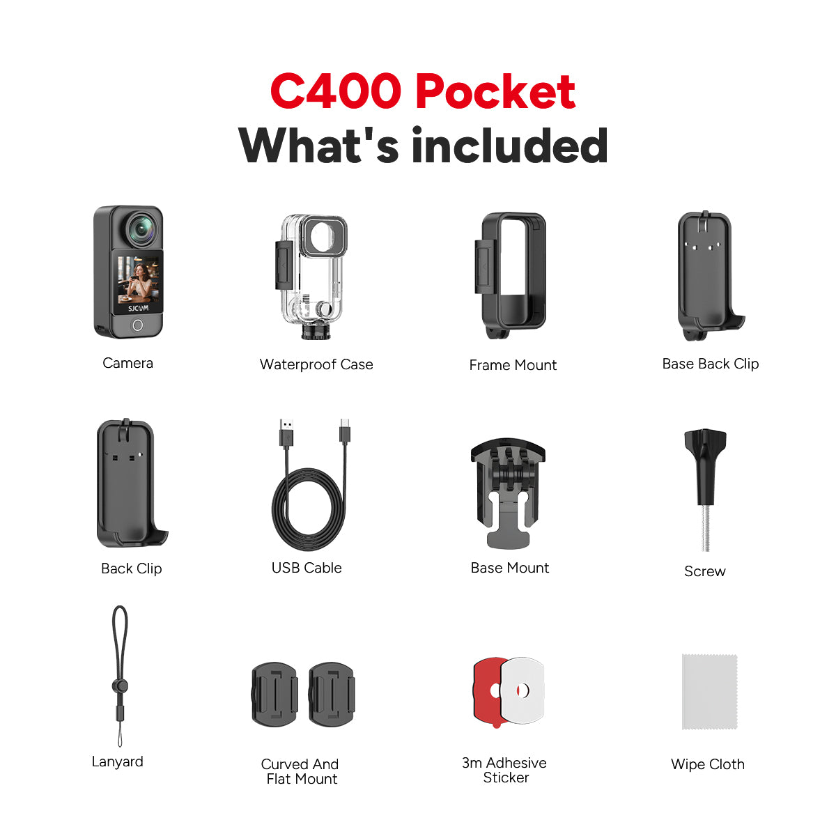 Caméra d'action portable C400 3-en-1