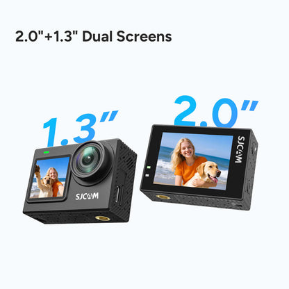 SJ6 Ultra dual screen action camera with front and rear displays